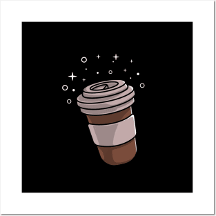 coffee cup with sparkling stars Posters and Art